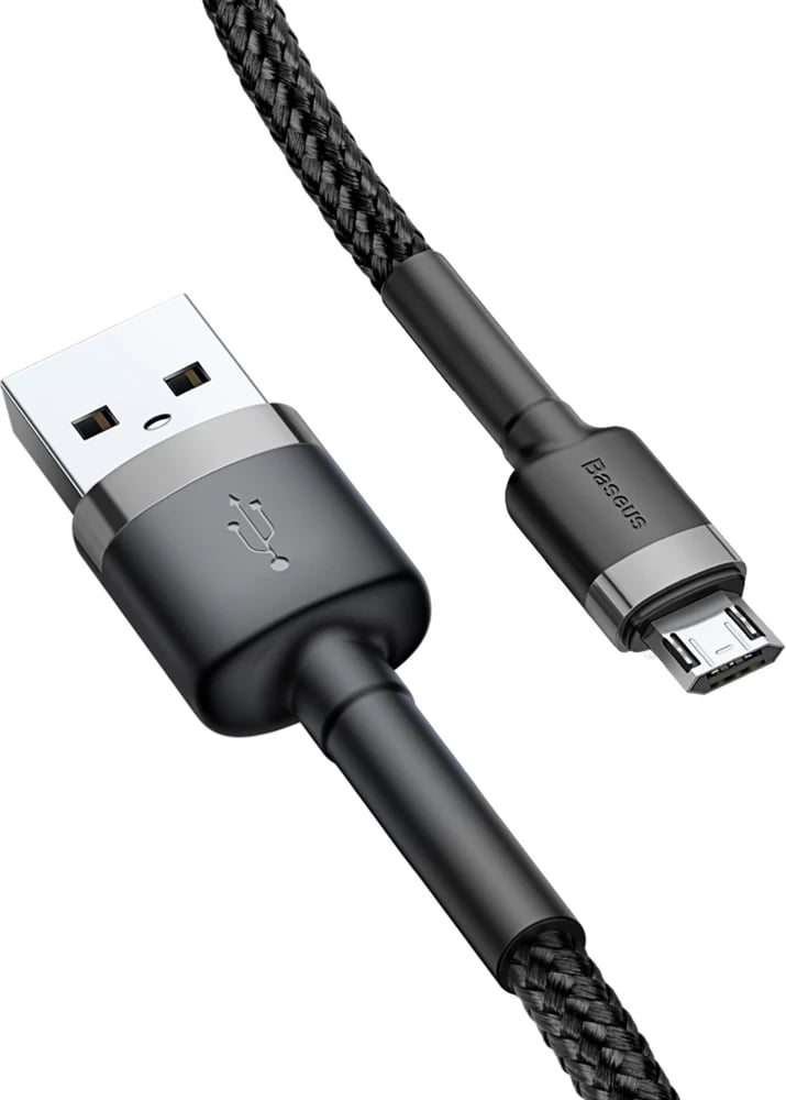 Kabllo Baseus Cafule CAMKLF-BG1, USB-A në micro USB, 1m, e zezë-gri