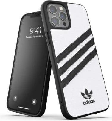 Mbështjellës Adidas OR Moulded Case PU për iPhone 12 Pro Max, Bardhë/Zi