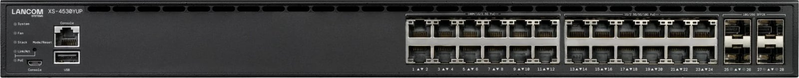 Switch LANCOM XS-4530YUP, Managed, Layer 3, 24 porta 10G/2.5G, PoE++, rackmount, 1U