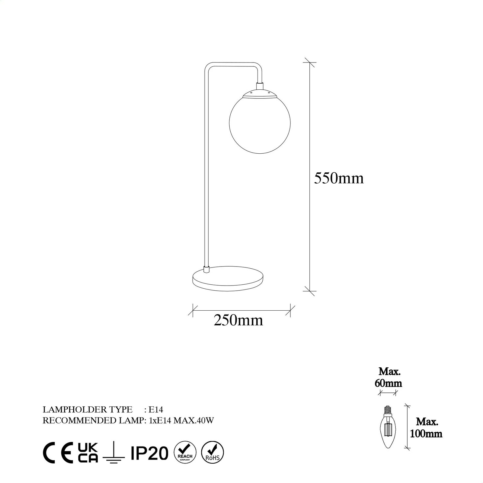 Llambë tavoline Opviq, Viran - 10985-US