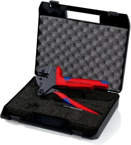 Vegël crimp Knipex Crimp-Systemzange, me kuti, kuqe/blu