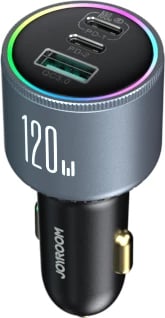 Karikues veture Joyroom JR-CCN07, 120W, 2x USB-C, 1x USB-A, me kabllo USB-C/USB-C 100W, Gri e errët