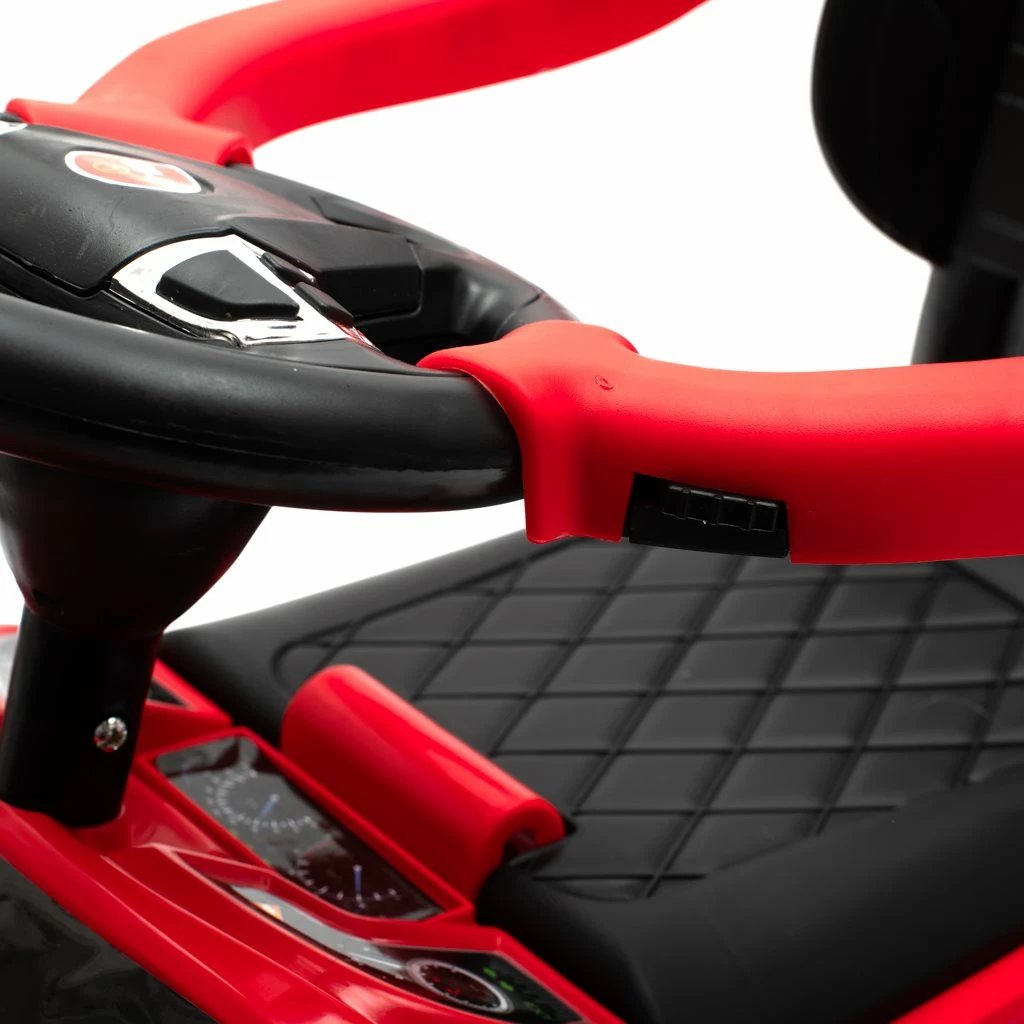 makinë lodër shtytëse BABY MIX HASSIC me panel zëri, dorezë udhëzuese, nga 12+ muaj, ngarkesë 25 kg, e kuqe