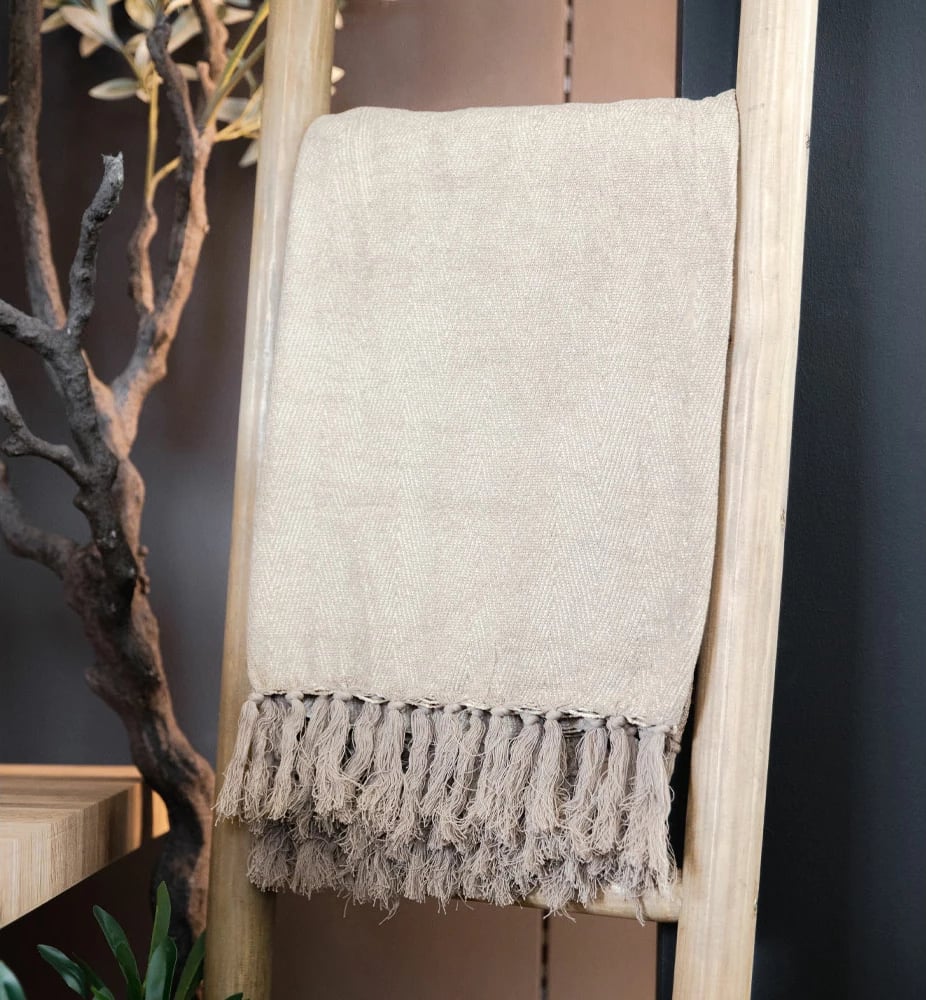 Mbulesë dekorative RASUL, material tekstili, bezhë e çelët, 180x240