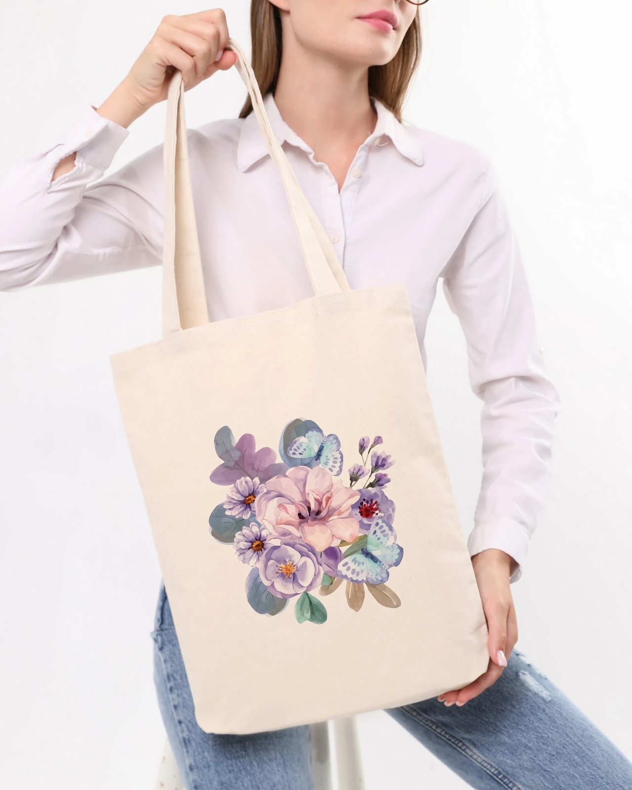 Qese tote Zoozie Bags, krem, 35x40x8cm