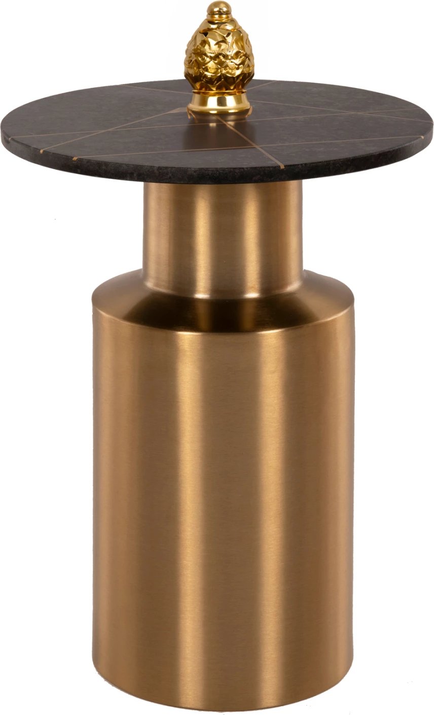 Tavolinë anësore CLAYDEE FH9675 metalik, ngjyrë ari-e zezë, sipërfaqe mermeri Φ41x54.5H cm