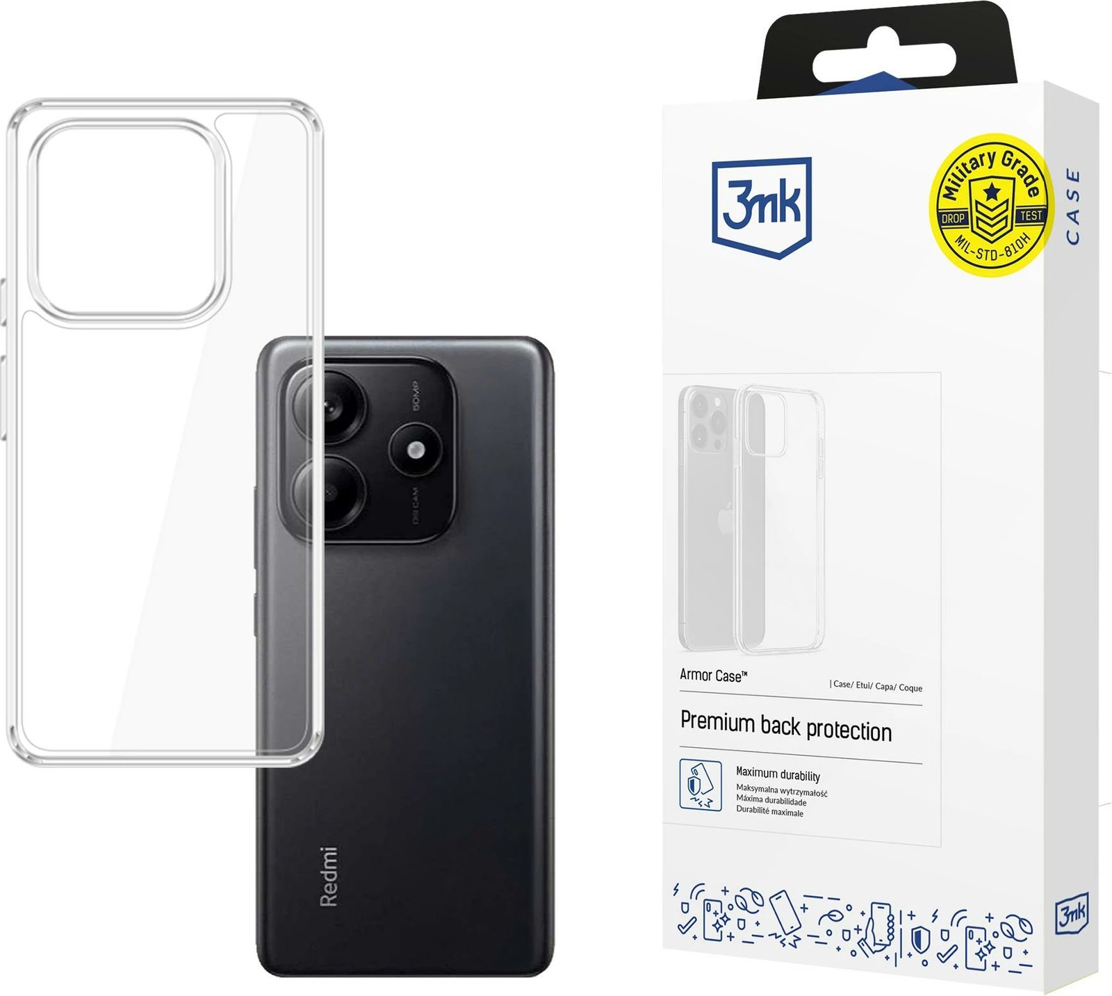 Mbështjellës 3mk Armor Case për Xiaomi Redmi Note 14 5G, transparent