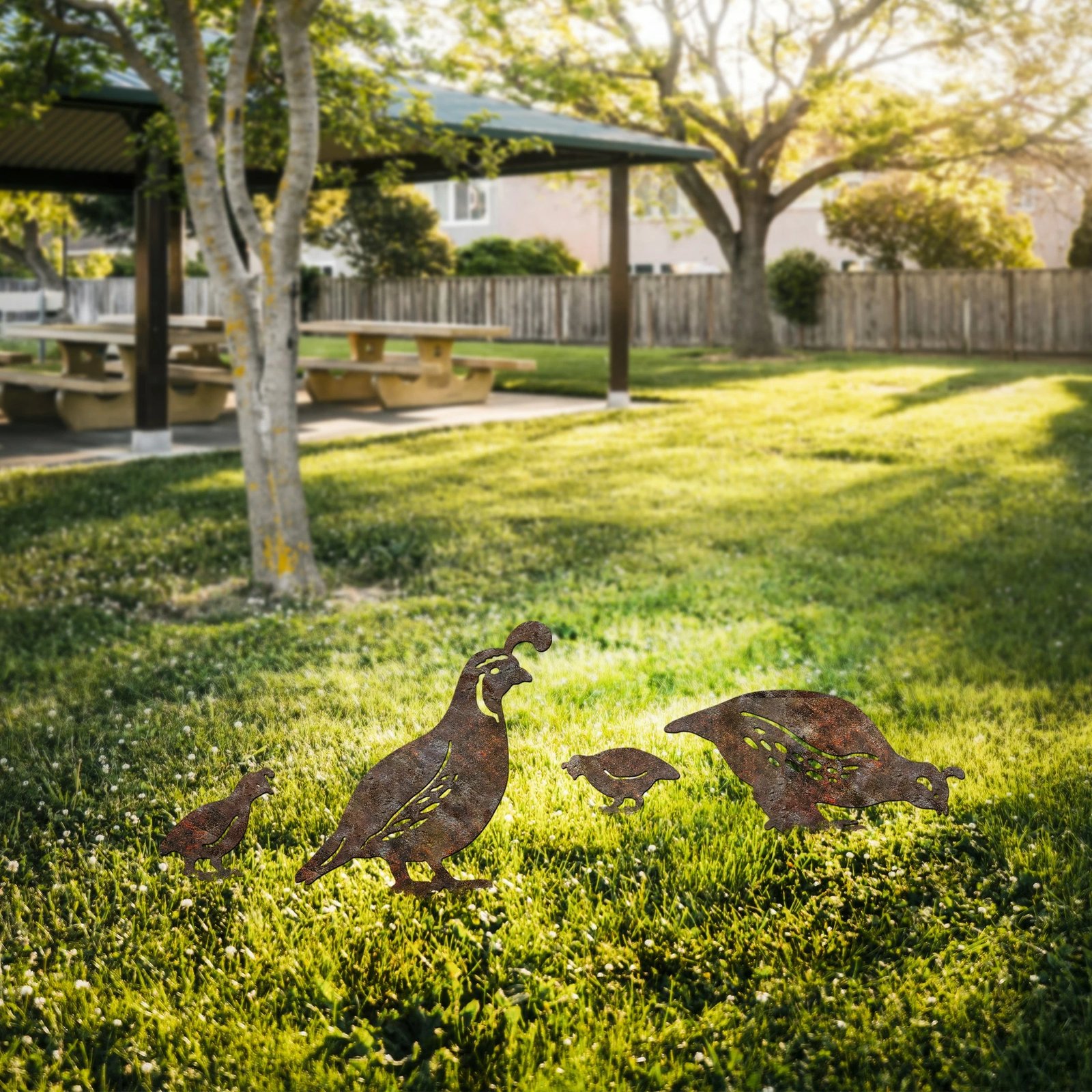 Objekt dekorativ për kopsht, Aberto Design, Fam 12, set prej 4 copash, metal, ngjyrë antike