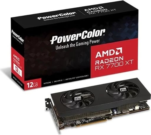Kartelë grafike PowerColor RX 7700 XT 12G-P, 12 GB GDDR6, e zezë