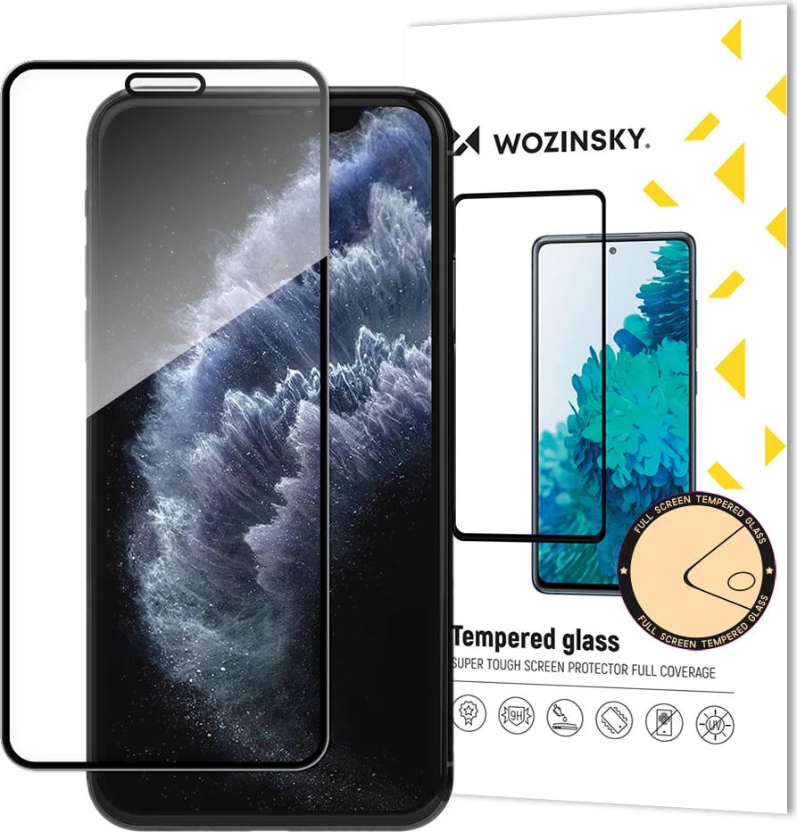 Xham i temperuar Wozinsky, për iPhone 11 Pro / iPhone X / iPhone XS, Full Glue, me kornizë, zi