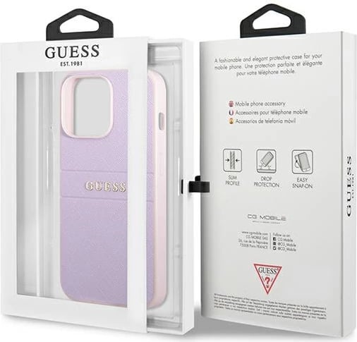 Mbështjellës Guess GUHCP13LPSASBPU për iPhone 13/13 Pro 6.1", Saffiano Hot Stamp & Metal Logo, vjollcë Mbështjellës Guess GUHCP13LPSASBPU për iPhone 13/13 Pro 6.1", Saffiano Hot Stamp & Metal Logo, vjollcë