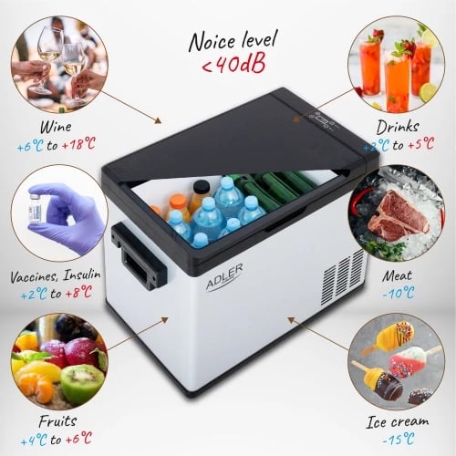 Frigorifer portativ me kompresor, Adler, AD 8081, 40L, ekran LCD, diapazon -20°C deri +20°C, gri/zi Frigorifer portativ me kompresor, Adler, AD 8081, 40L, ekran LCD, diapazon -20°C deri +20°C, gri/zi