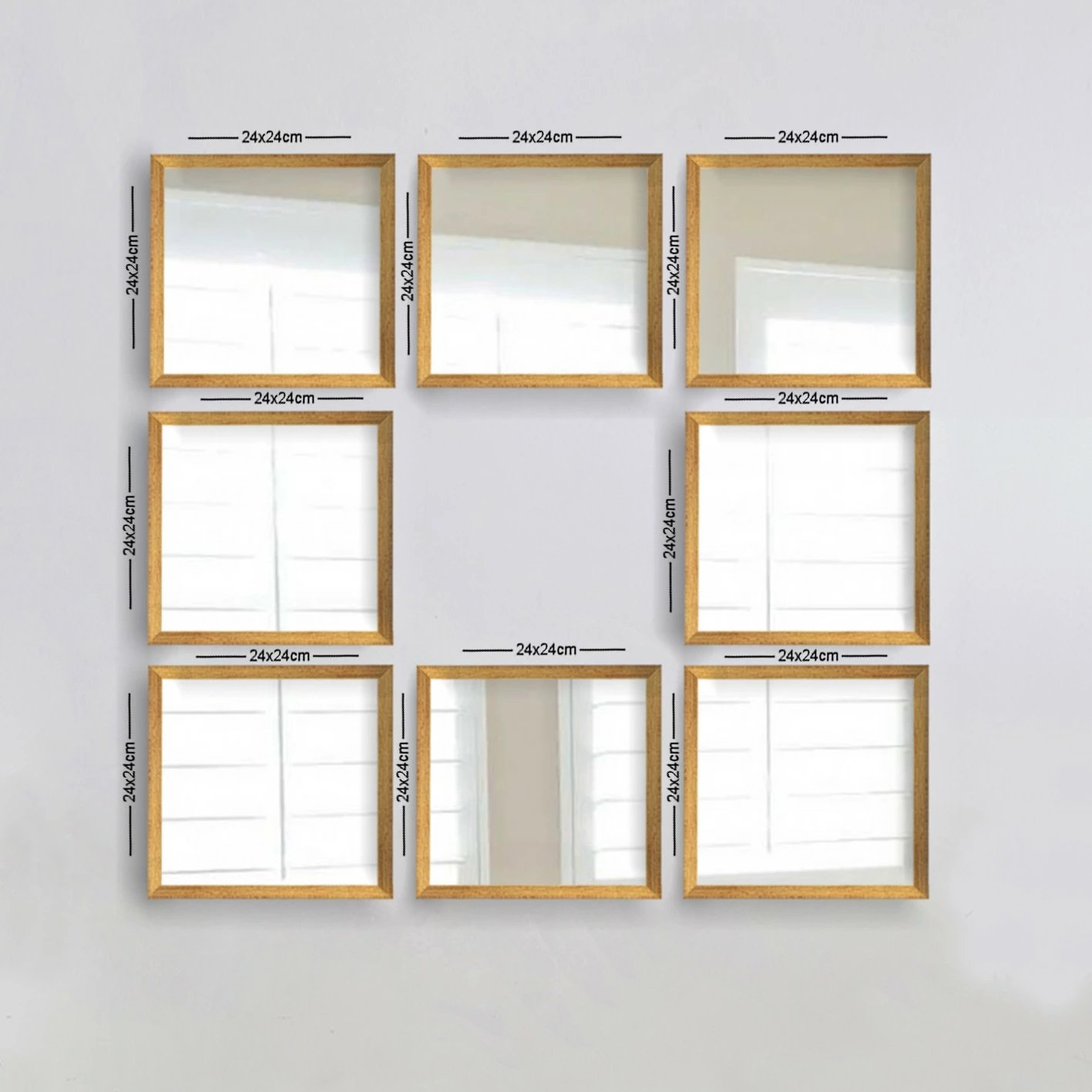 Set pasqyrash (8 copë), Wallity, SETAYNA_060, ngjyrë ari dhe argjendi