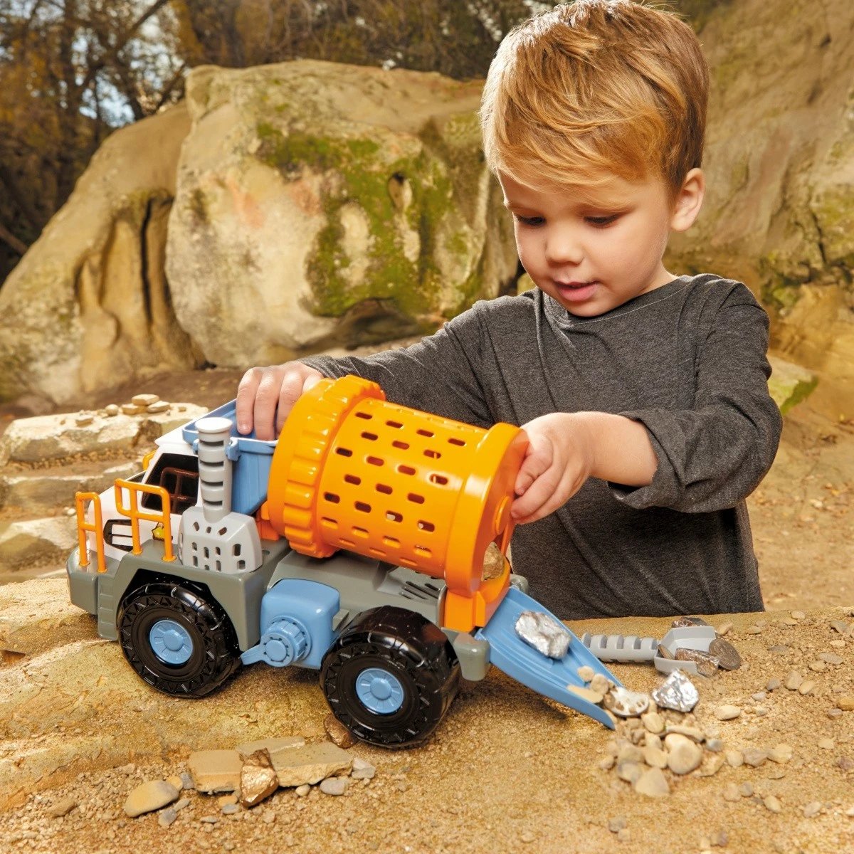 Set kamion minierash Little Tikes Mining Truck Big Adventures, plastikë, 27 cm, azure/gri/portokalli/e bardhë