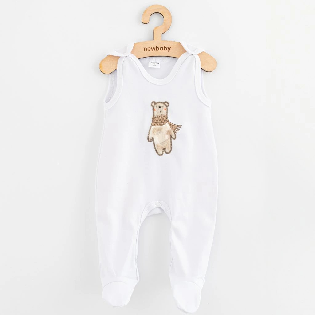 Kombinezon bebe, New Baby, Polar Bear, pambuk 100%, madhësia 68 (4–6 m), i bardhë