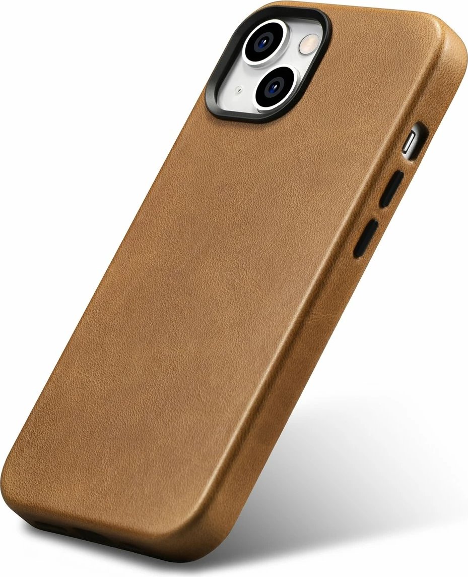 Mbështjellës iCarer Oil Wax Premium Leather me MagSafe për iPhone 14, Kafe