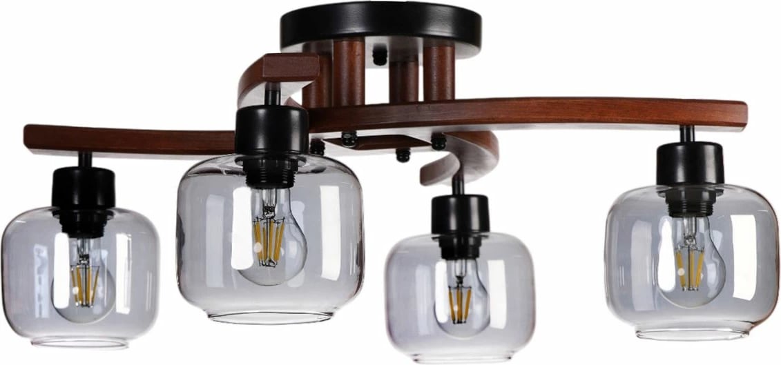 Llambadar Opviq, 9002-2, metal dhe xham, ngjyrë gri, arre, e zezë