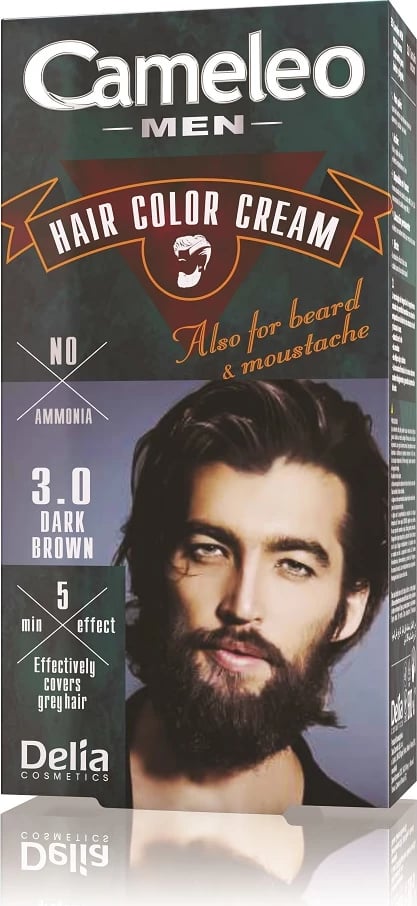 Krem ngjyrosës për flokë, mjekër dhe mustaqe Cameleo 3.0 Dark Brown për meshkuj, 30ml
