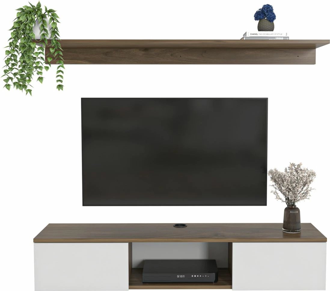 Komodë TV Skye Decor, ngjyrë arre dhe e bardhë, Elia