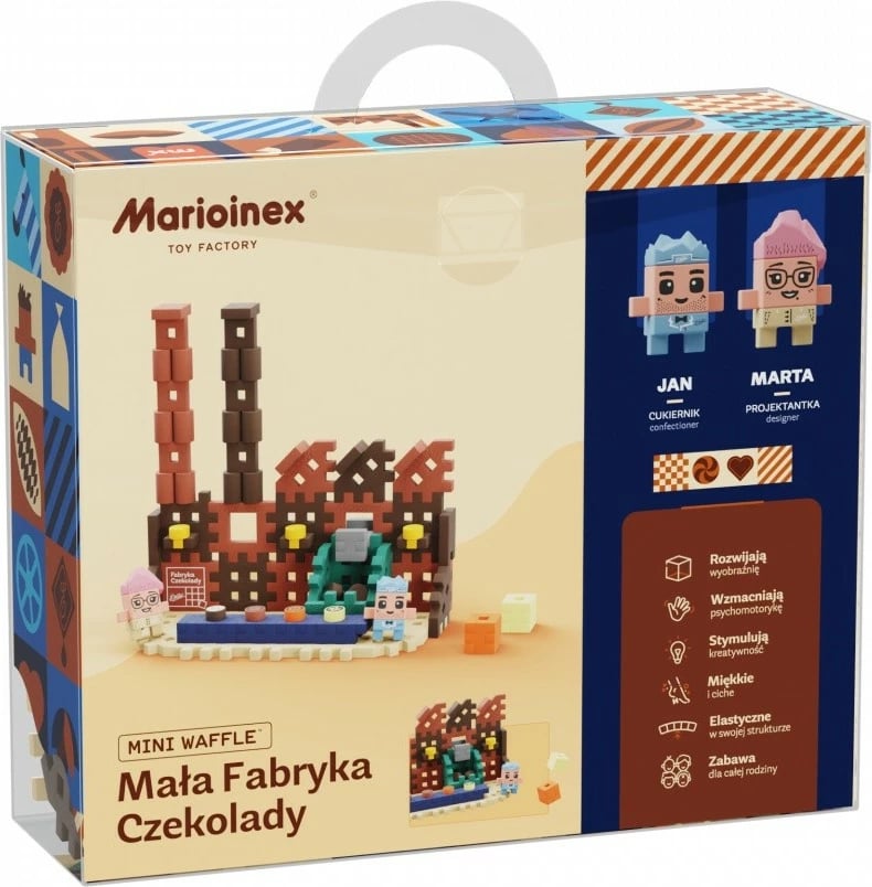 Set lodrash ndërtimi Marioinex Mini Waffle, 100 elemente, Fabrika e Çokollatës, shumëngjyrëshe