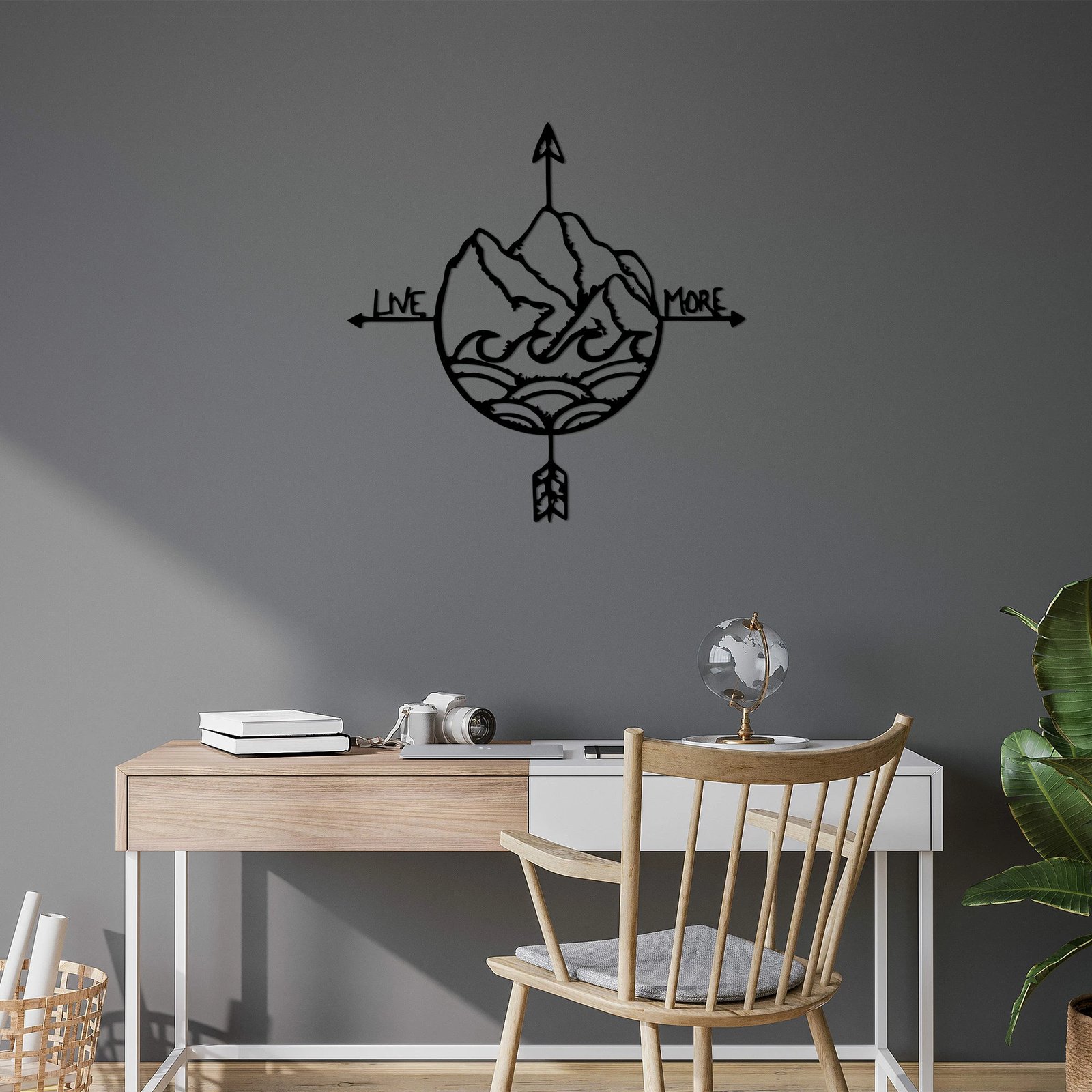 Aksesor dekorativ metalik për mur, Wallity, Live More - 448