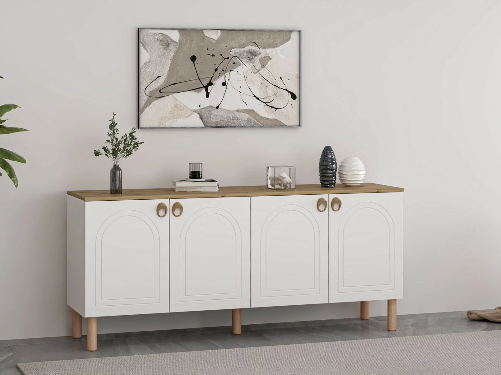 Konsol Skye Decor, ngjyrë e bardhë, Lotus