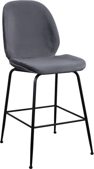 Karrige për bar Nora, kadife gri & kornizë metalike e zezë FH8524.01 48x61x103 cm, set prej 2 copë