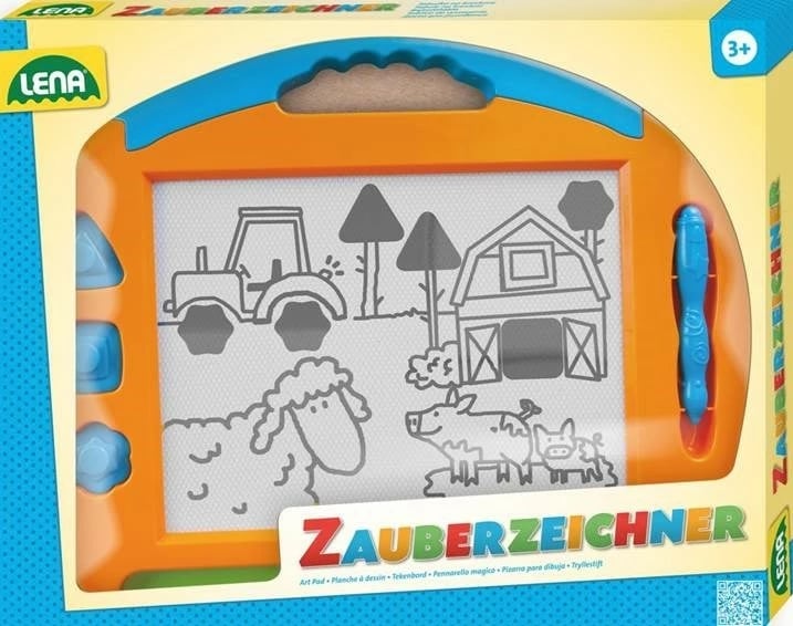 Tabelë magnetike për vizatim Lena 41 cm, me vula dhe stilolaps, portokalli/blu