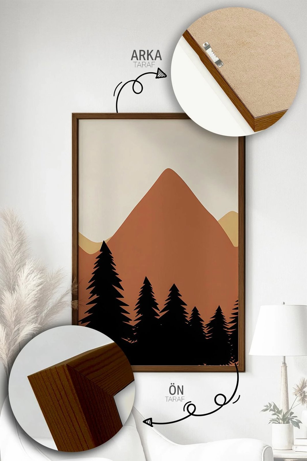 Pikturë dekorative me kornizë (3 copë), Wallity, Artvmodel28-Kahve