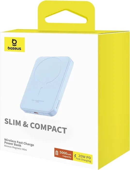 Powerbank Baseus Magnetic Mini 5000mAh, 20W, USB-C, Blu