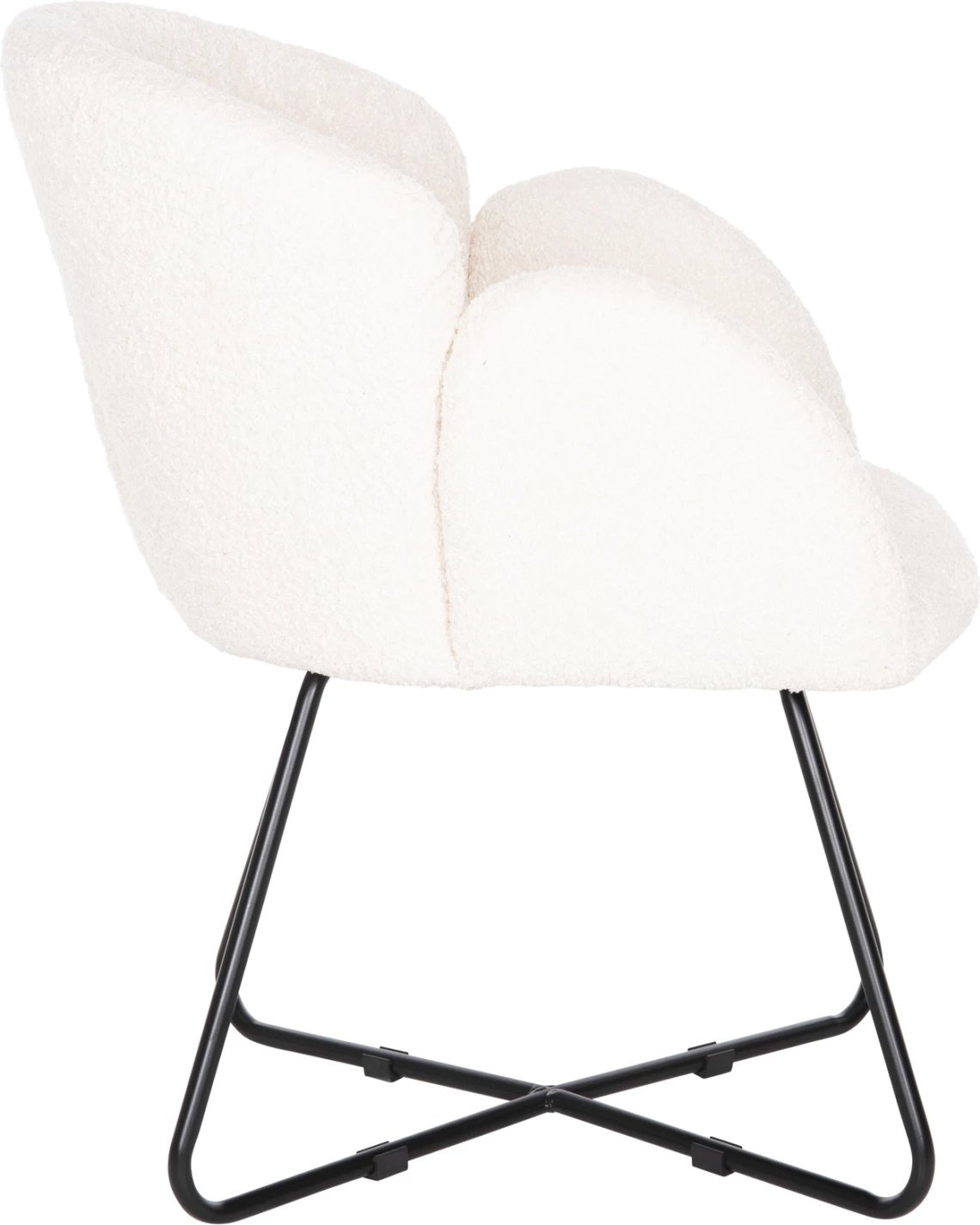 Karrige e rehatshme HARNIS FH9603.06, ecru boucle, bazë metalike e zezë, 59.5x64x77 cm