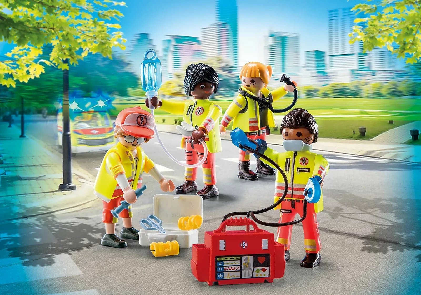 Set figurina Playmobil City Life Rescue Team 71244, 25 pjesë