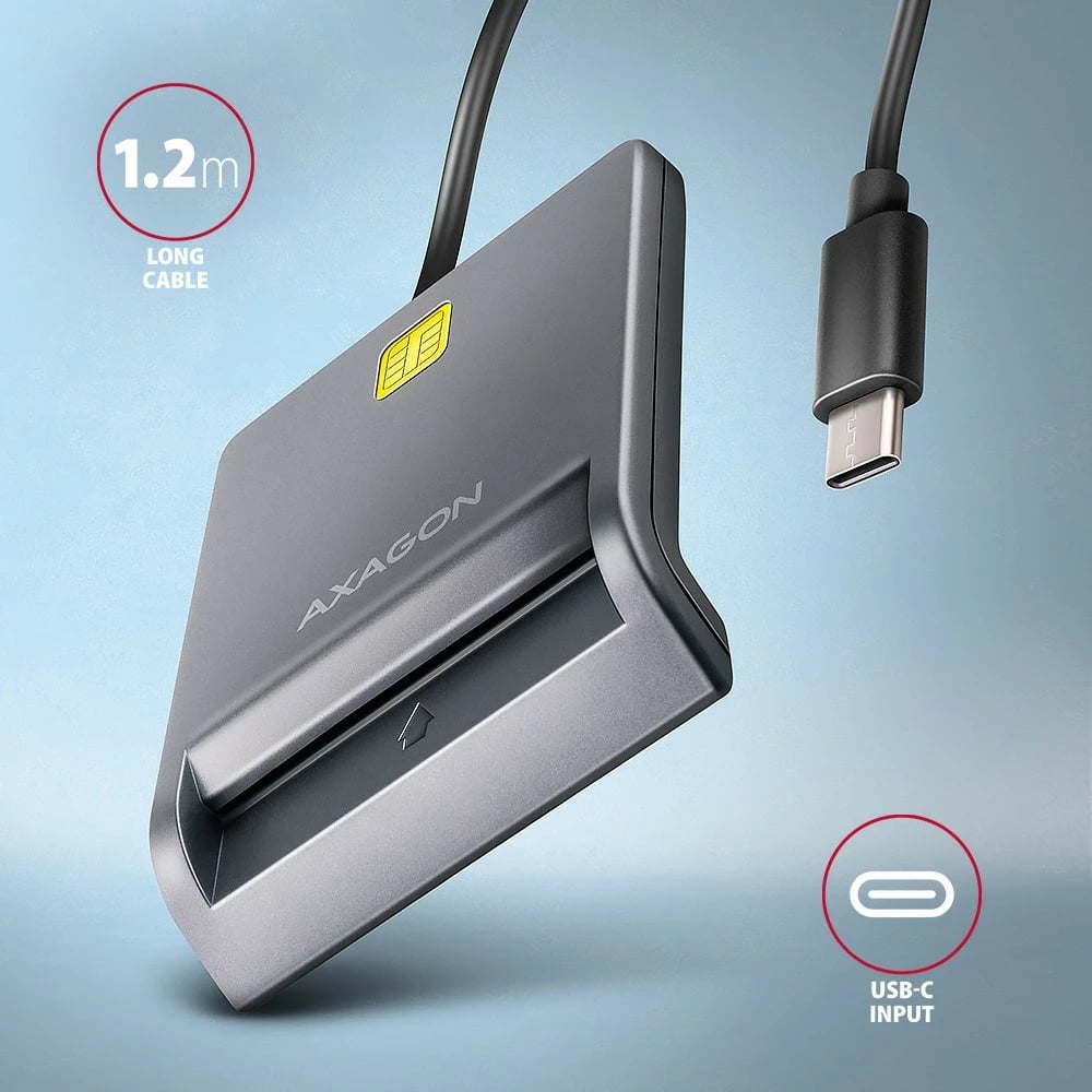 Lexues kartelash AXAGON CRE-SM3TC, USB-C, 1.2m, Gri