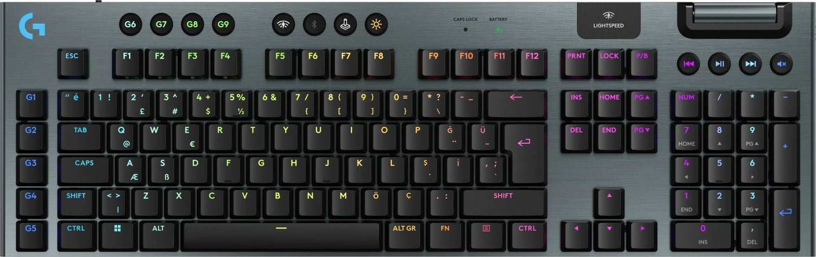 Tastierë gaming Logitech G915 X LIGHTSPEED, mekanike, wireless, RGB, US, e zezë