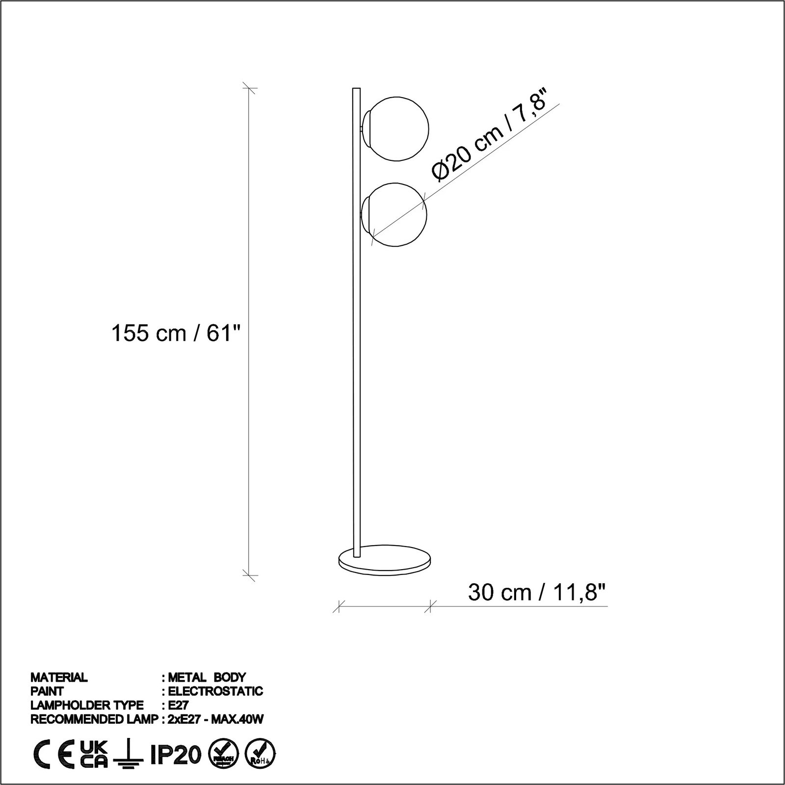 Llambë dyshemeje Opviq Dual 13755, e zezë
