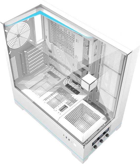 Kasë Darkflash DY450, ATX Mid Tower, pa ventilatorë, xham i temperuar, e bardhë