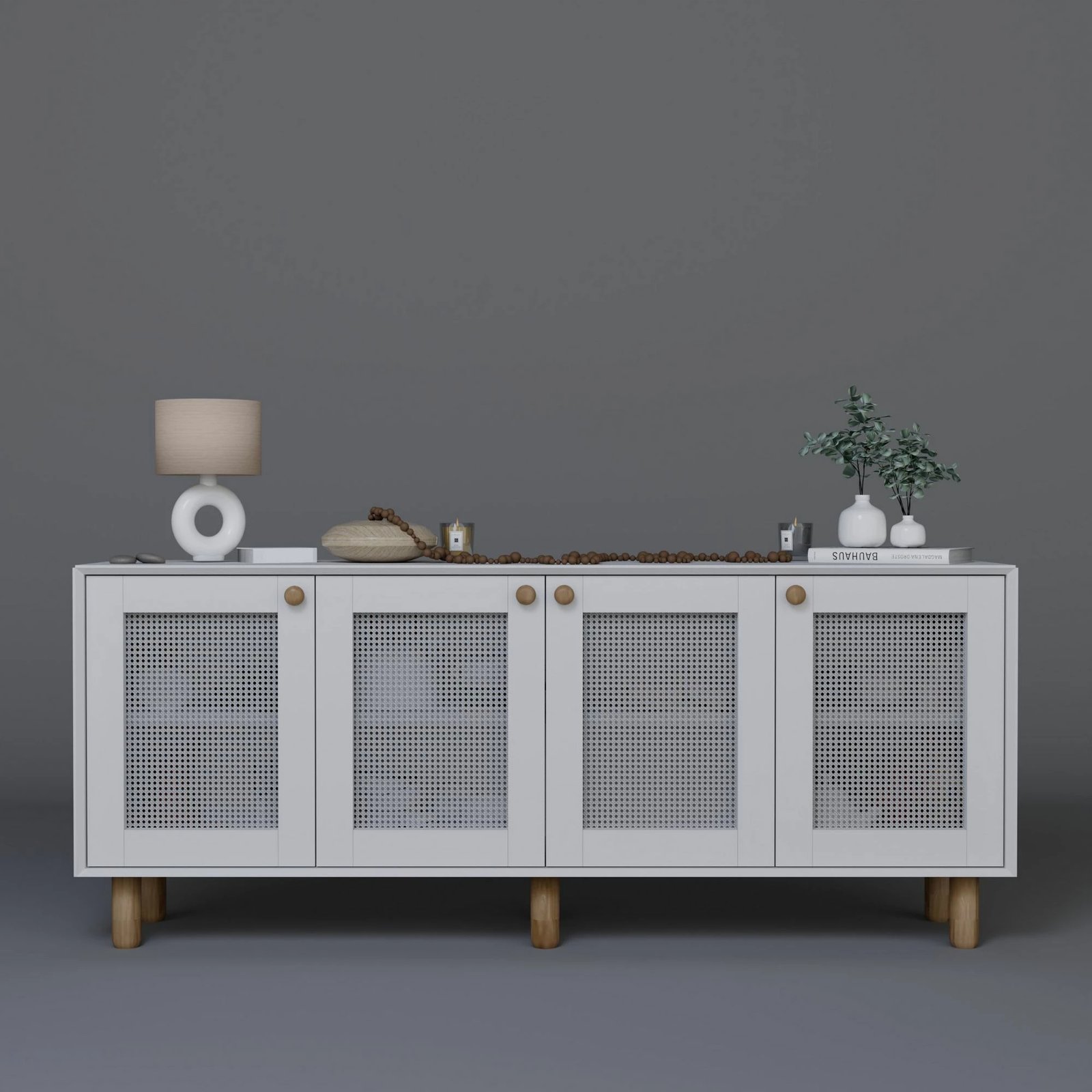 Konsol bohemian, ngjyrë e bardhë, Skye Decor, 180x75x40cm