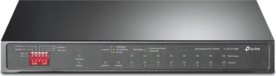 Switch TP-Link TL-SG1210MP 10 porta Gigabit, 8x PoE+, e zezë