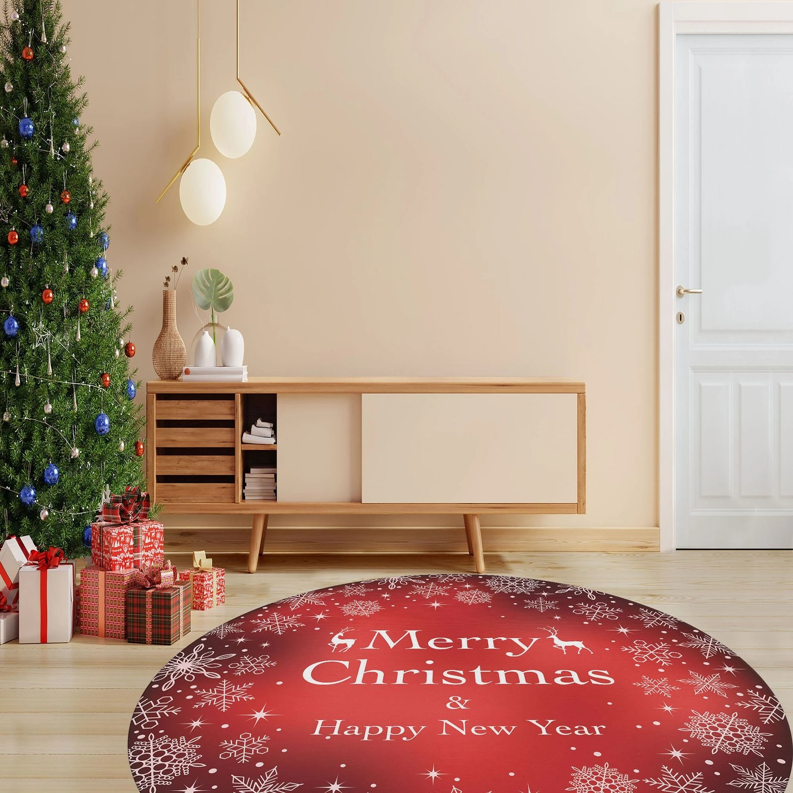 Qilim i rrumbullakët, i kuq dhe i bardhë, Conceptum Hypnose, Woopamuk455, 90cm