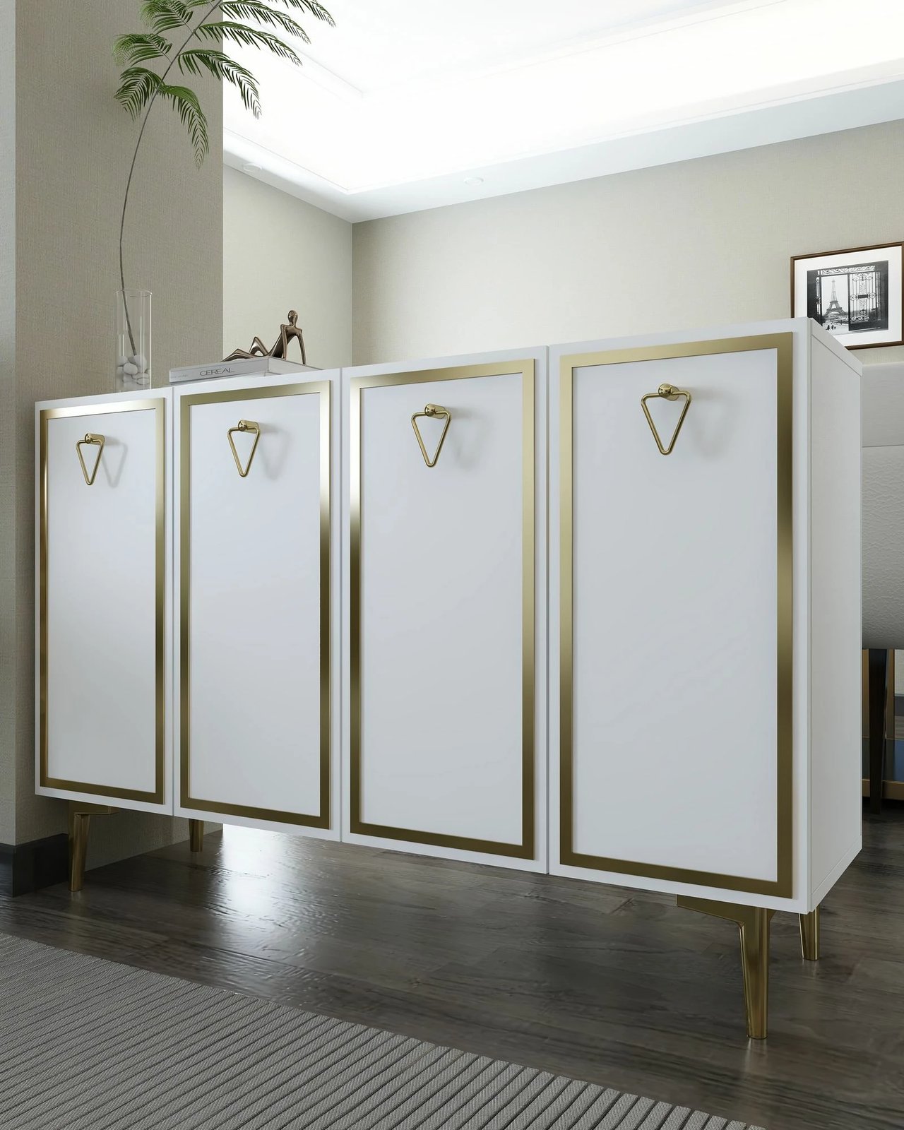 Konsolë Skye Decor, e bardhë dhe ari, 8160KM-1