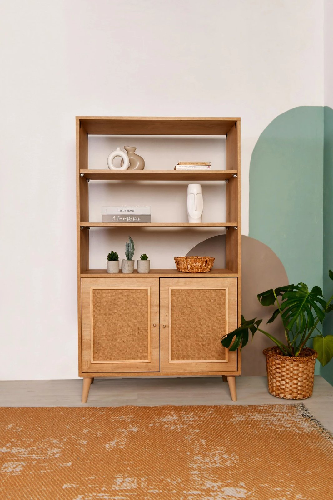 Raft librash Skye Decor, dru panje, pëlhurë jute, 40x90x110cm