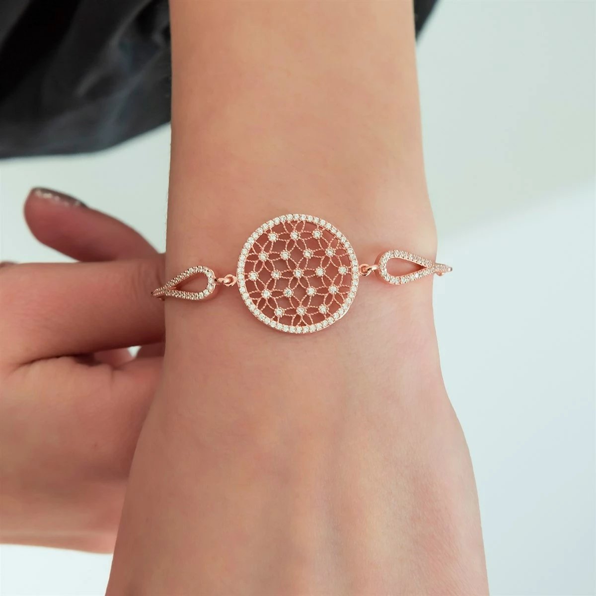 Byzylyk argjendi Jumeon, ngjyrë rozë e bardhë, NRZ99108