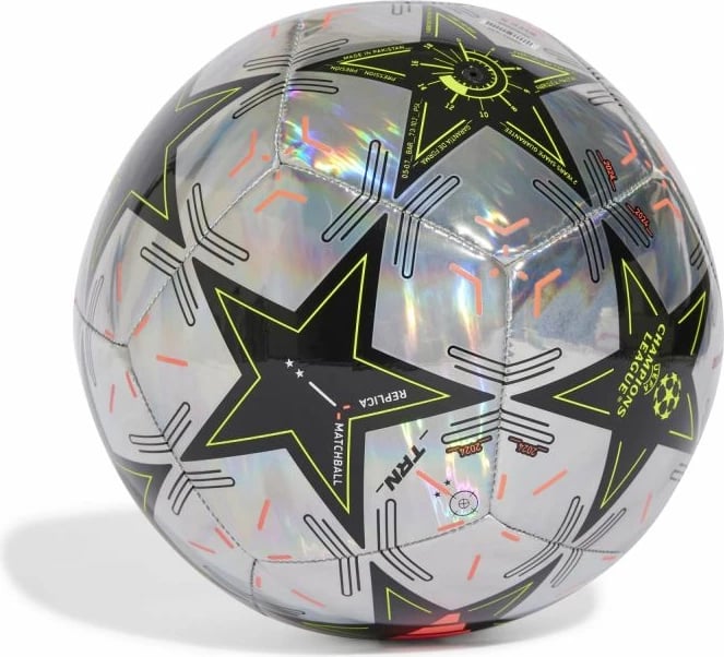 Top futbolli adidas, i zi dhe argjendtë