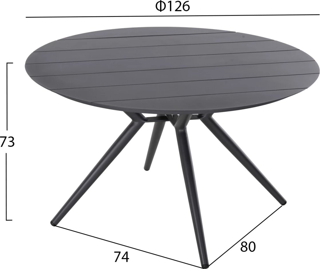 Tavolinë e jashtme e rrumbullakët HIGER FH6061.03 alumini antracit Φ126Χ73H cm