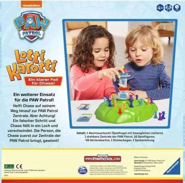 Lojë tavoline Ravensburger Lotti Karotti Paw Patrol, për familje, 2-4 lojtarë, shumëngjyrëshe
