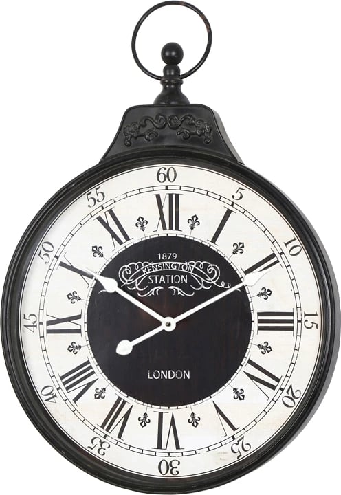 Orë muri Cloco, metal, ngjyrë e zezë, 60x6x86cm