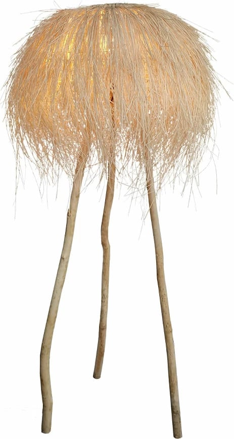 Llambë dyshemeje Manila, ratan dhe dru natyral, 70x70x135cm