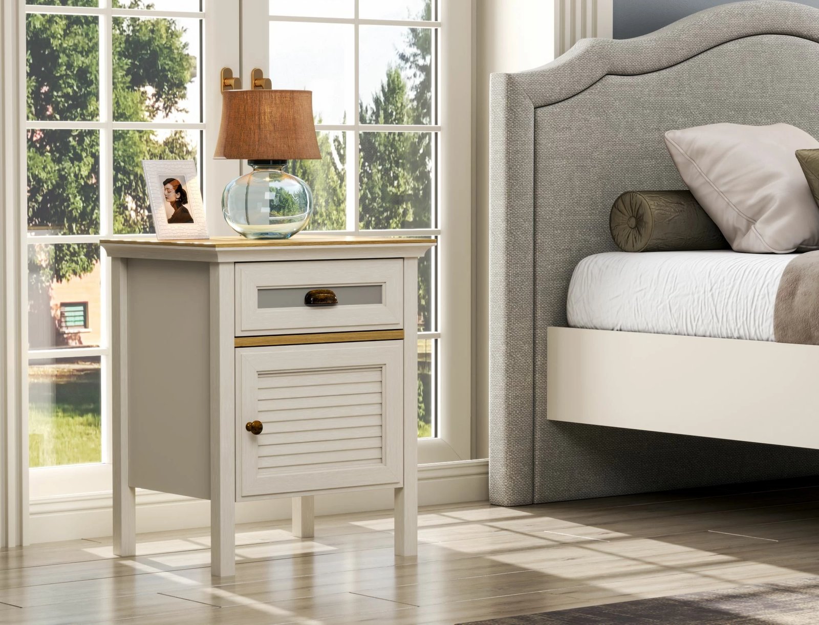 Komodinë nate Skye Decor, FRN-21015, krem, lis, gri