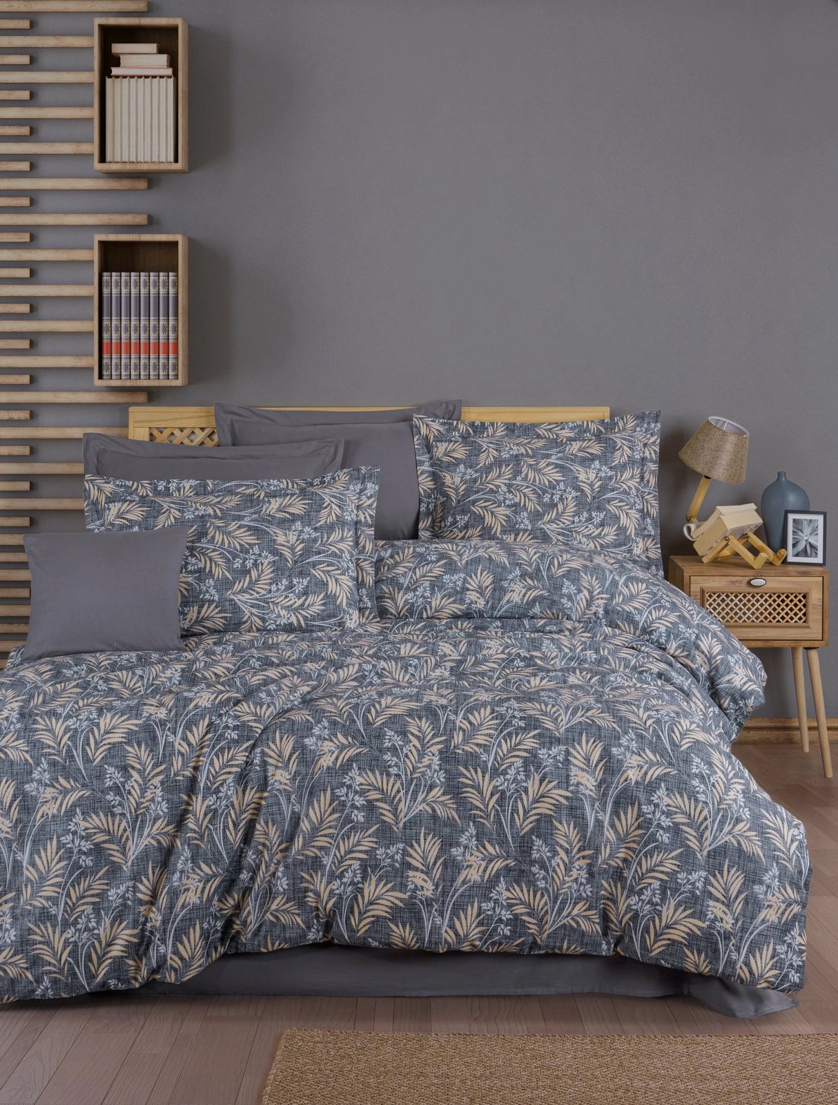 Set mbulesë për jorgan King, Ranforce, ngjyrë gri, bezhë, e bardhë, L'essentiel, Tuğba