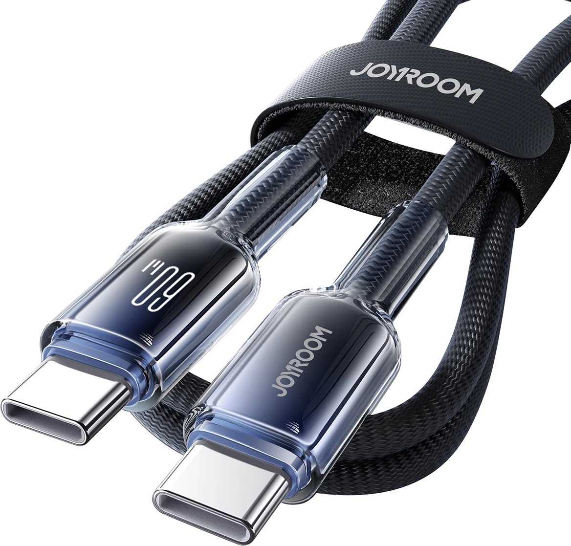 Kabllo USB-C në USB-C Joyroom S-A42 Crystal-Clear Series, 1.2m, 60W, e zezë